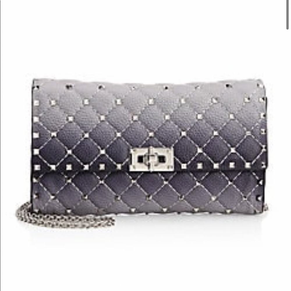 Exclusive to Saks! RARE Valentino Rockstud Spike ombré leather crossbody in grey